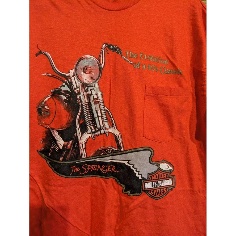 Vintage 90s Harley Davidson The Springer Red 3D Emblem Single Stitch XL Oklahoma - Picture 5 of 6